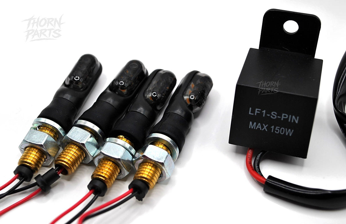 LED Blinker Set Motorrad E-geprüft + Blinkrelais lastunabhängig 12V M8 – 2 Paar