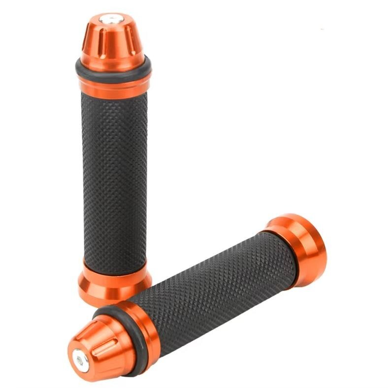 Motorrad Griffe Lenkergriffe Griffgummis + Lenkerenden Orange 22/24mm UNIVERSAL