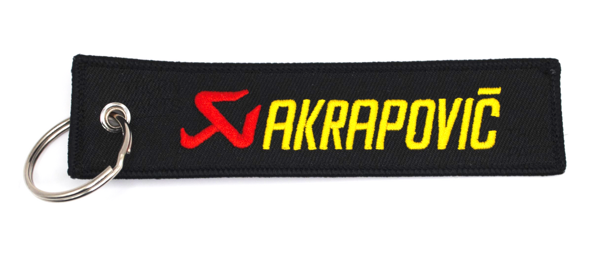 Schlüsselanhänger Akrapovic Motorrad schwarz rot Stoff