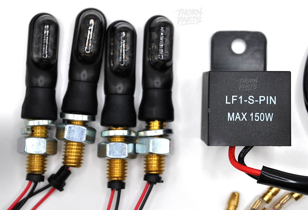 LED Blinker Set Motorrad E-geprüft + Blinkrelais lastunabhängig 12V M8 – 2 Paar
