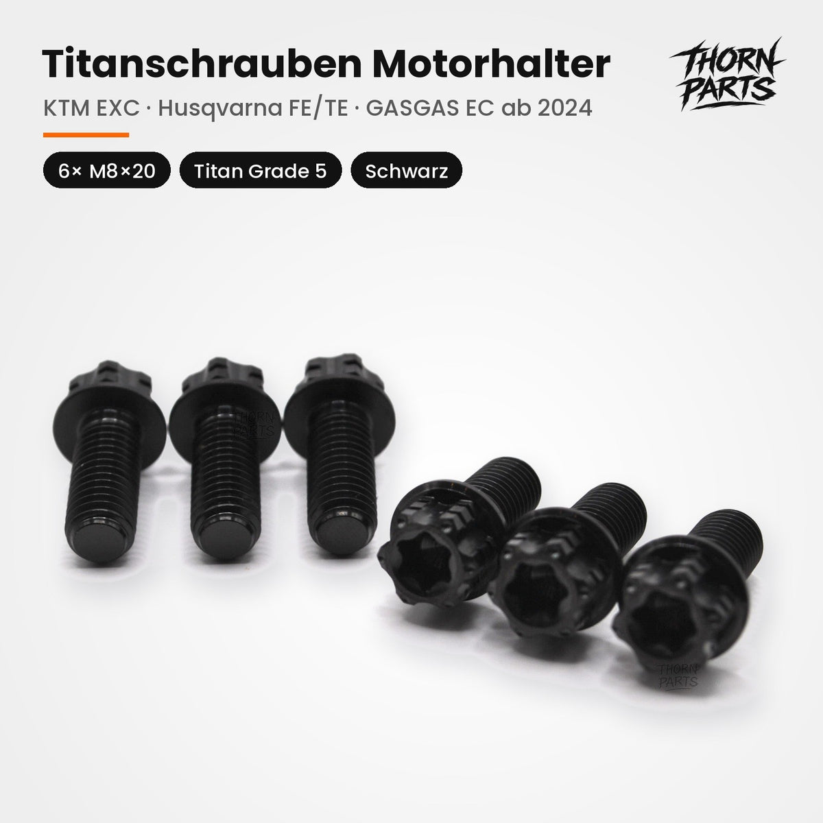 Titanschrauben Motorhalter Set KTM EXC SX Husqvarna TE FC GASGAS ab 2023 Schwarz