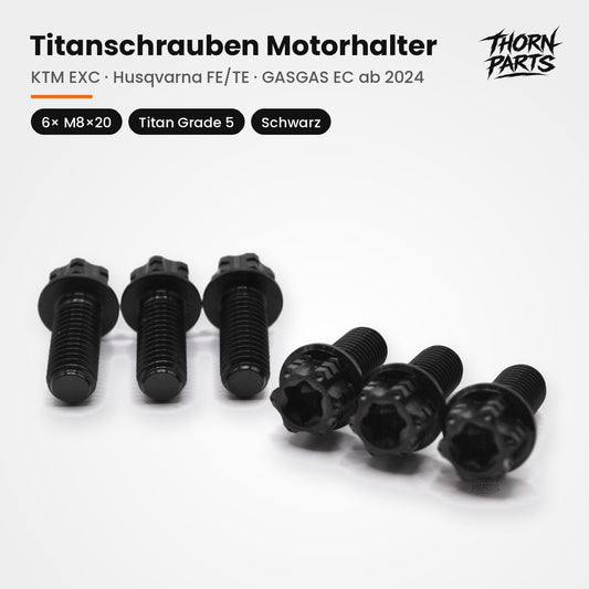 Titanschrauben Motorhalter Set KTM EXC SX Husqvarna TE FC GASGAS ab 2023 Schwarz
