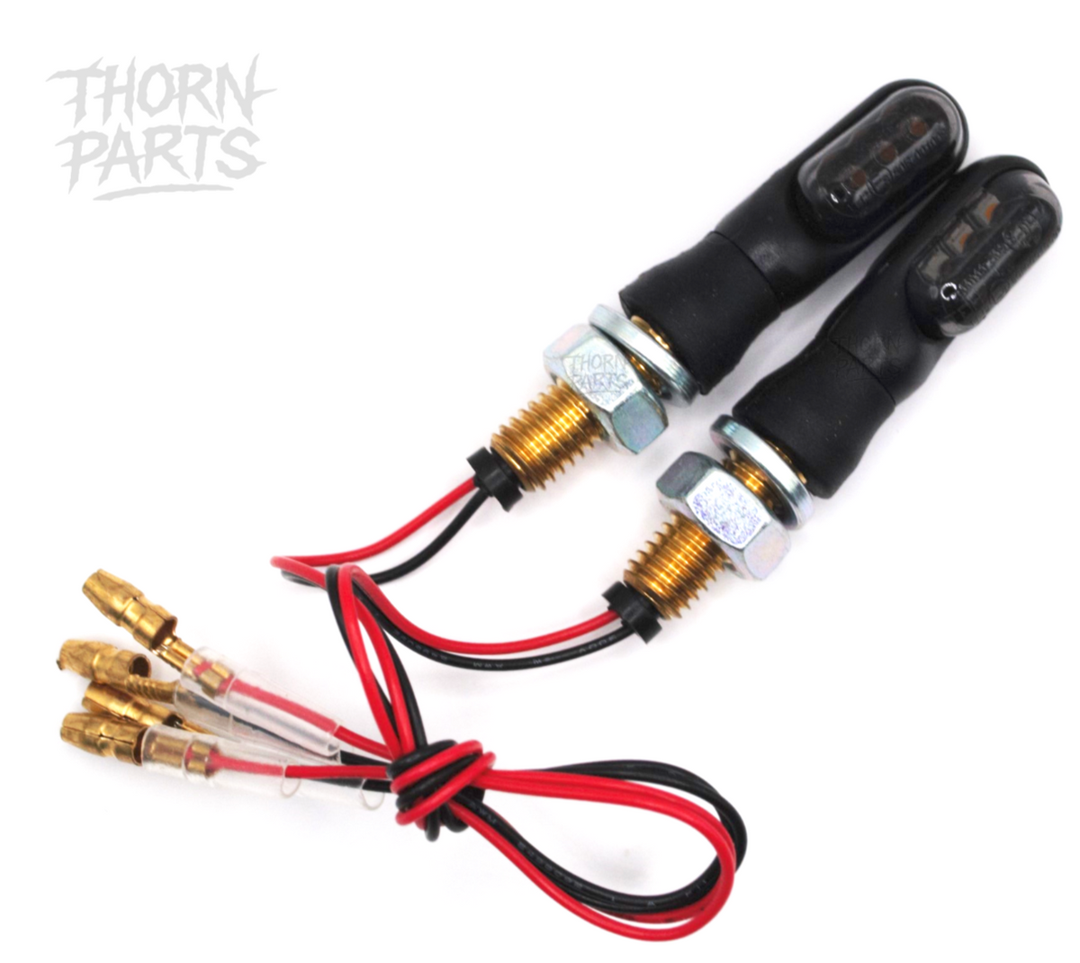 Mini LED Blinker Motorrad 12V E8 geprüft getönt schwarz M8 – 2 Stück