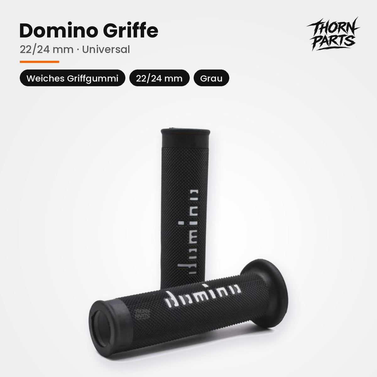 Domino Griffe Lenkergriffe Motorrad Griffgummis Grau 22/24mm UNIVERSAL
