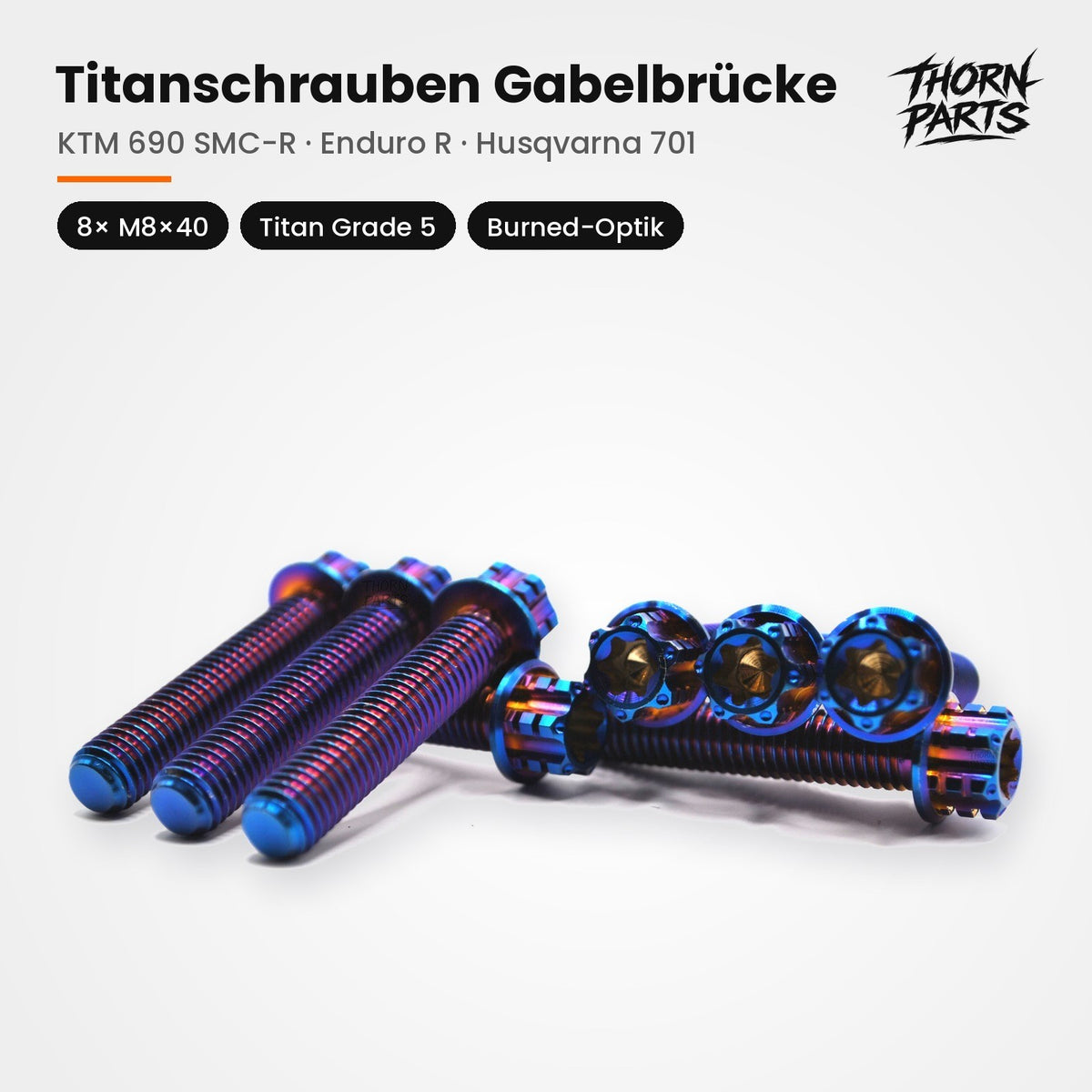 Titanschrauben Gabelbrücke KTM SX SX-F EXC Husqvarna TC FC TE FE GASGAS Burned