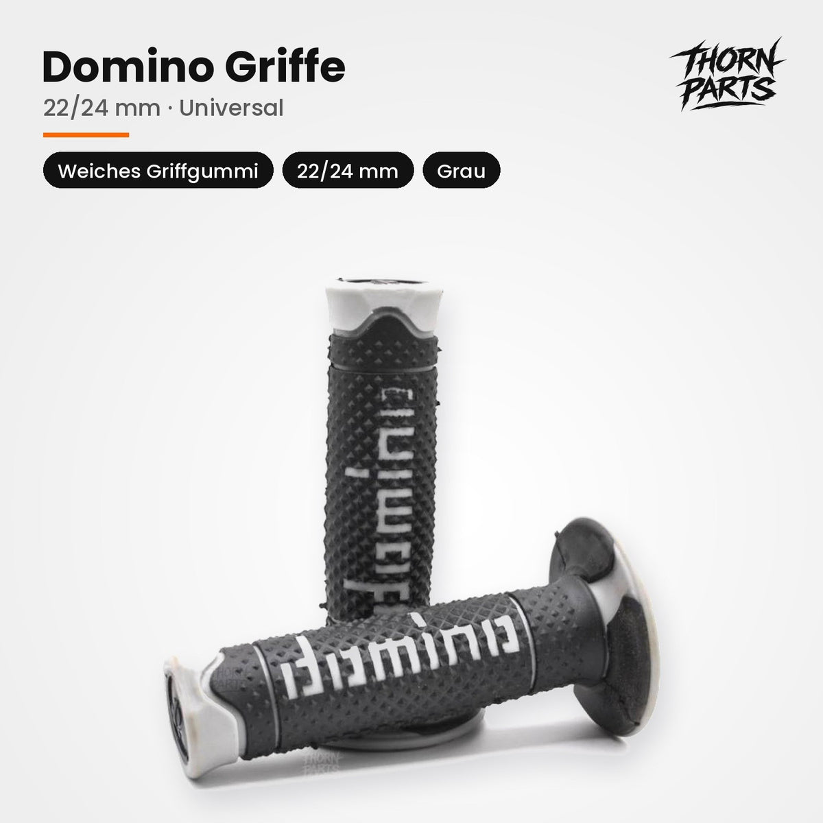 Domino Griffe Lenkergriffe Motorrad Griffgummis Grau 22/24mm UNIVERSAL