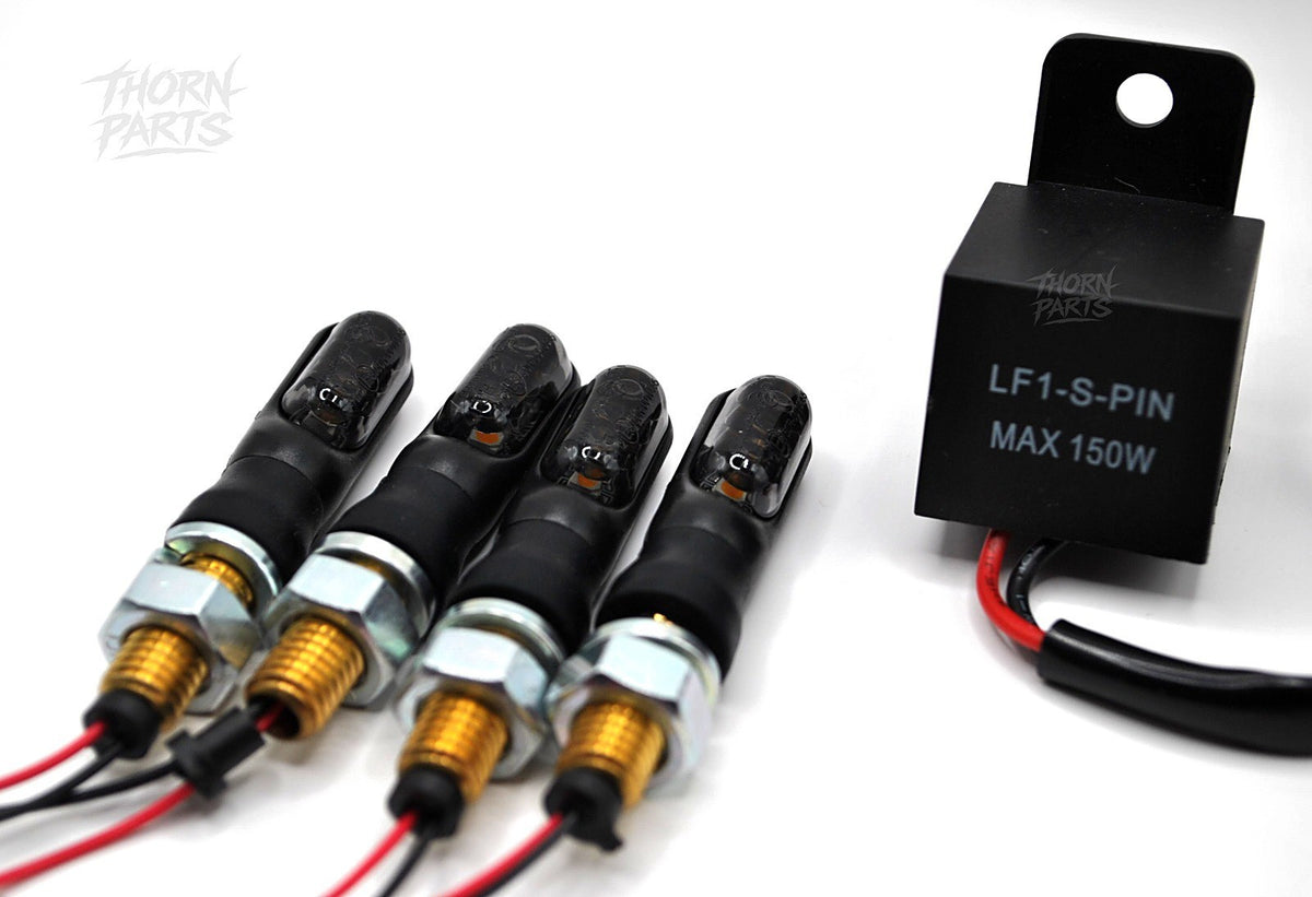 LED Blinker Set Motorrad E-geprüft + Blinkrelais lastunabhängig 12V M8 – 2 Paar