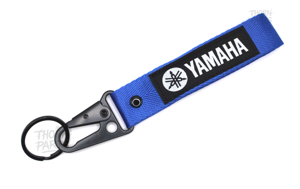 Schlüsselanhänger YAMAHA Motorrad schwarz blau Stoff Karabiner