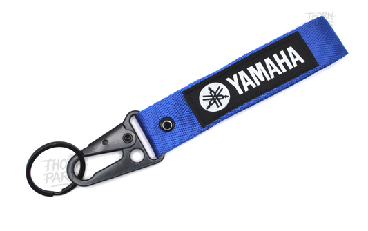 Schlüsselanhänger YAMAHA Motorrad schwarz blau Stoff Karabiner