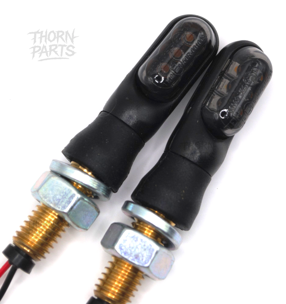 Mini LED Blinker Motorrad 12V E8 geprüft getönt schwarz M8 – 2 Stück