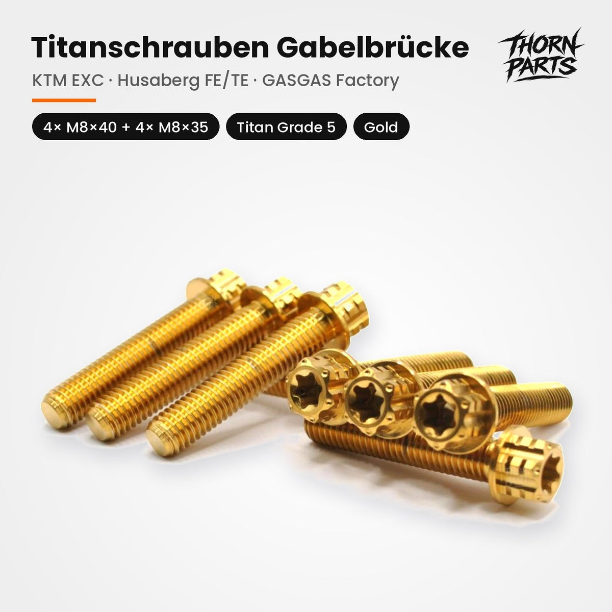 Titanschrauben Gabelbrücke KTM SX SX-F EXC Husqvarna TC FC TE FE GASGAS Gold