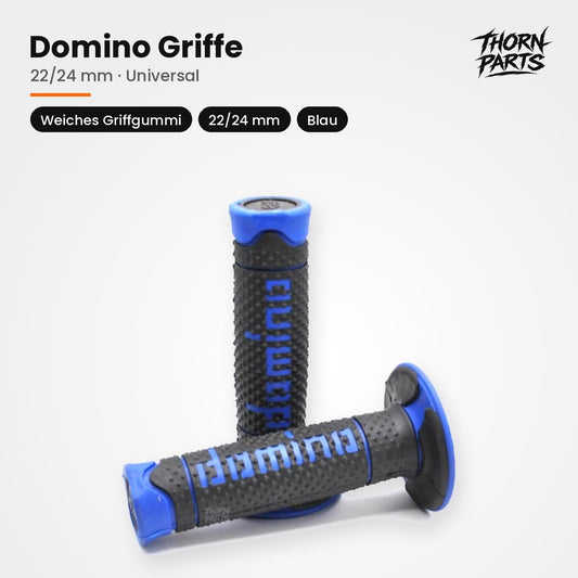 Domino Griffe Lenkergriffe Motorrad Griffgummis Blau 22/24mm UNIVERSAL