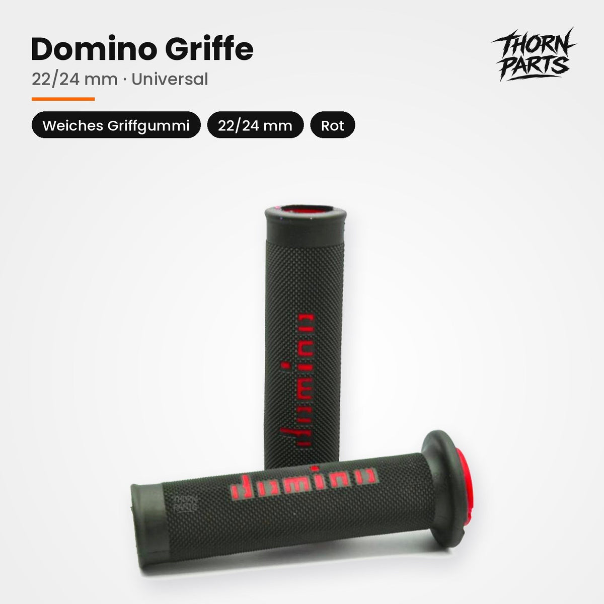 Domino Griffe Lenkergriffe Motorrad Griffgummis ROT 22/24mm UNIVERSAL