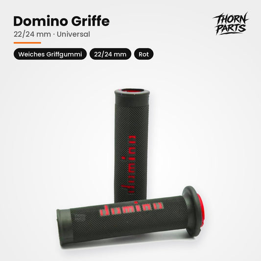 Domino Griffe Lenkergriffe Motorrad Griffgummis ROT 22/24mm UNIVERSAL