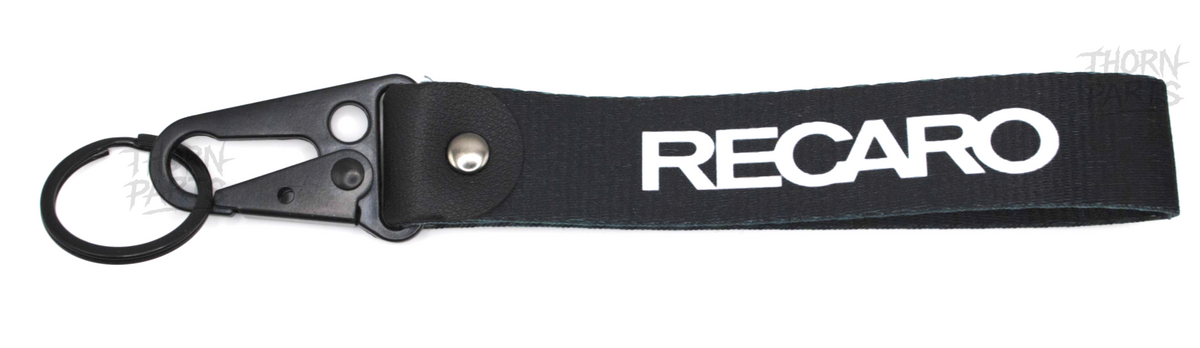 Schlüsselanhänger Recaro Motorrad schwarz rot Stoff Karabiner