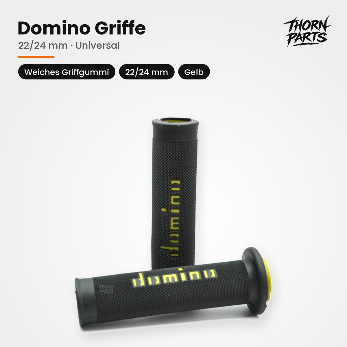 Domino Griffe Lenkergriffe Motorrad Griffgummis Gelb 22/24mm UNIVERSAL