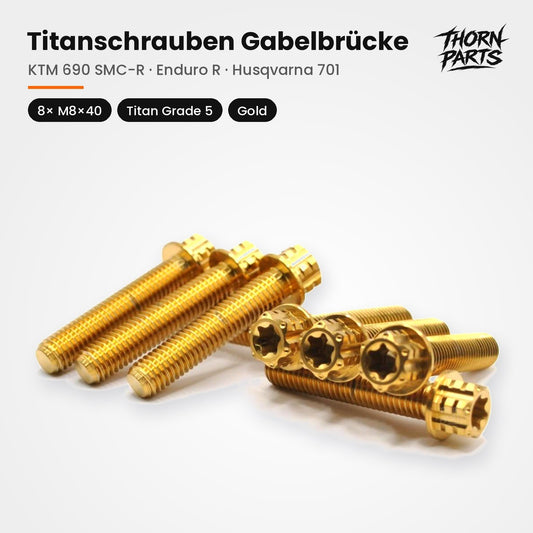 Titanschrauben Gabelbrücke M8x40 KTM 690 SMC-R Enduro R Husqvarna 701 Gold