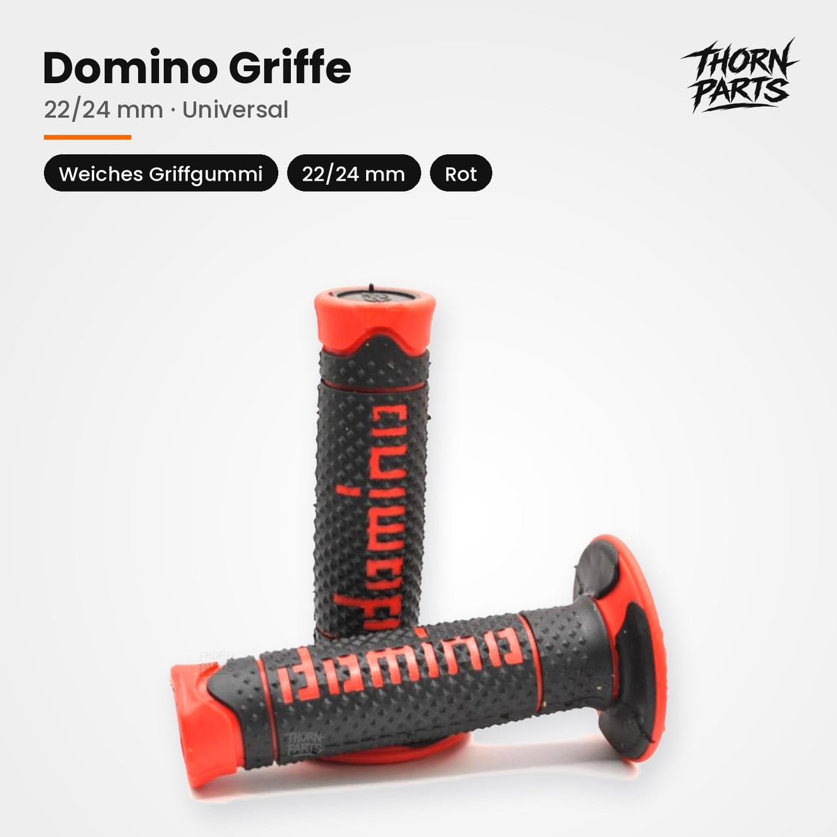 Domino Griffe Lenkergriffe Motorrad Griffgummis Rot 22/24mm UNIVERSAL