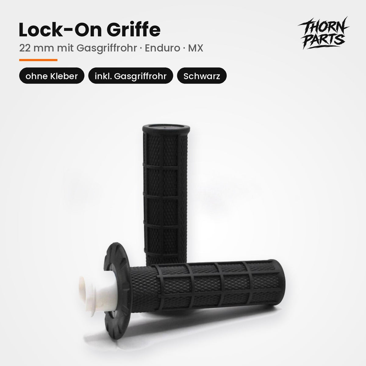 Lock-On Griffe Lenkergriffe Motorrad 22mm mit Gasgriffrohr Enduro MX Schwarz