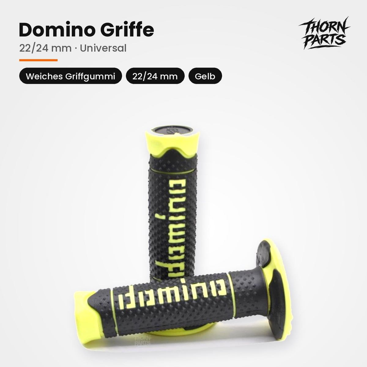 Domino Griffe Lenkergriffe Motorrad Griffgummis Gelb 22/24mm UNIVERSAL