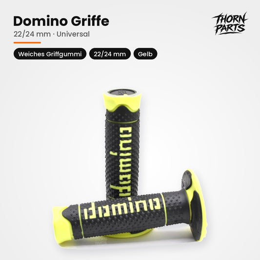 Domino Griffe Lenkergriffe Motorrad Griffgummis Gelb 22/24mm UNIVERSAL