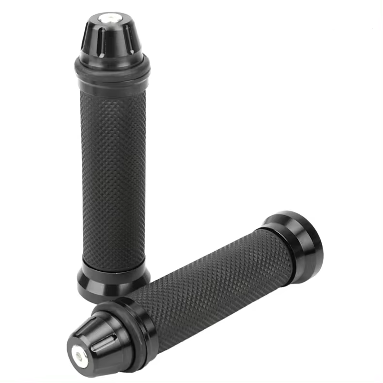 Motorrad Griffe Lenkergriffe Griffgummis + Lenkerenden Schwarz 22/24mm UNIVERSAL