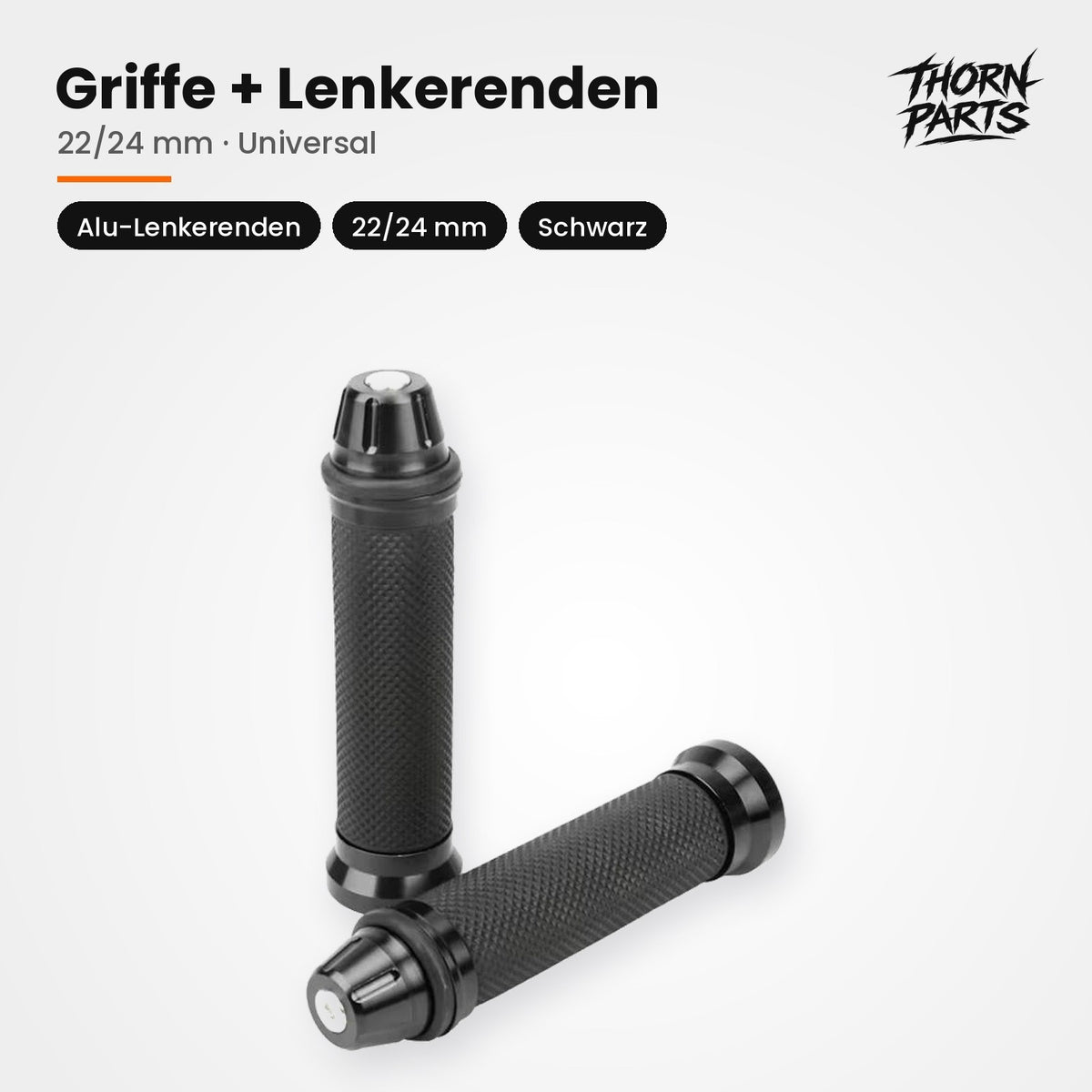 Motorrad Griffe Lenkergriffe Griffgummis + Lenkerenden Schwarz 22/24mm UNIVERSAL