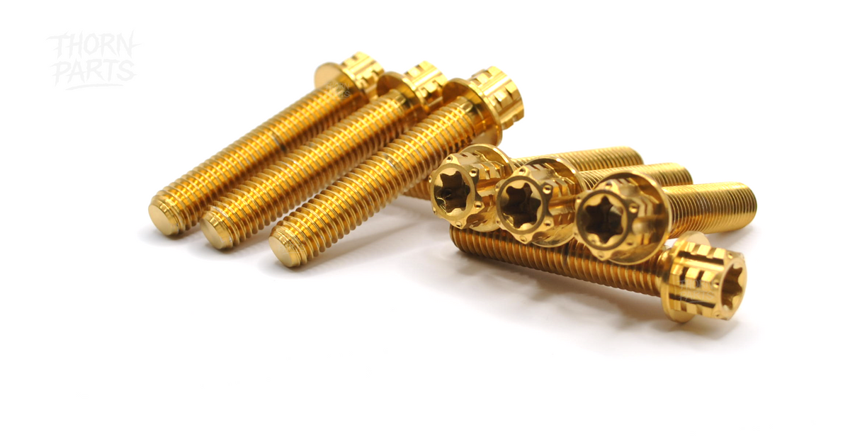 Titanschrauben Gabelbrücke Set KTM EXC Six Days Husaberg FE TE 2012 2013 Gold