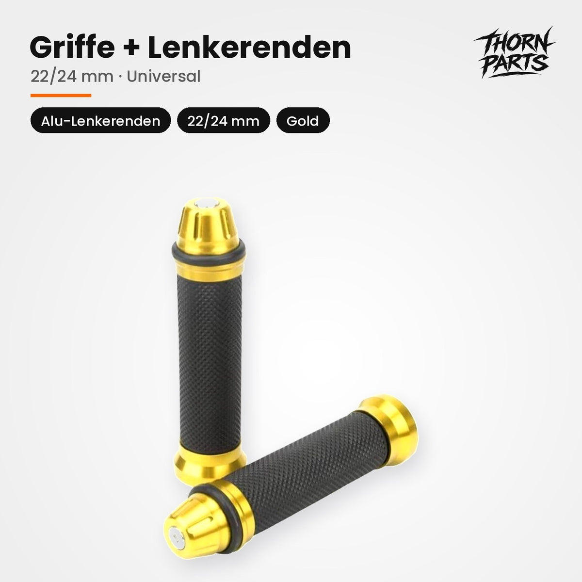 Motorrad Griffe Lenkergriffe Griffgummis + Lenkerenden Gold 22/24mm UNIVERSAL