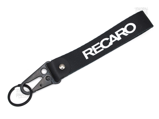 Schlüsselanhänger Recaro Motorrad schwarz rot Stoff Karabiner